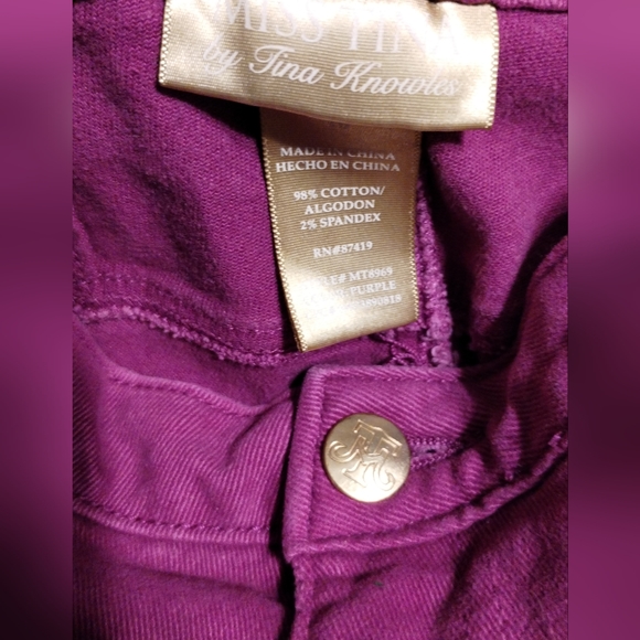 Miss Tina High Purple Waisted Cotton Cropped Jeans - Picture 7 of 12
